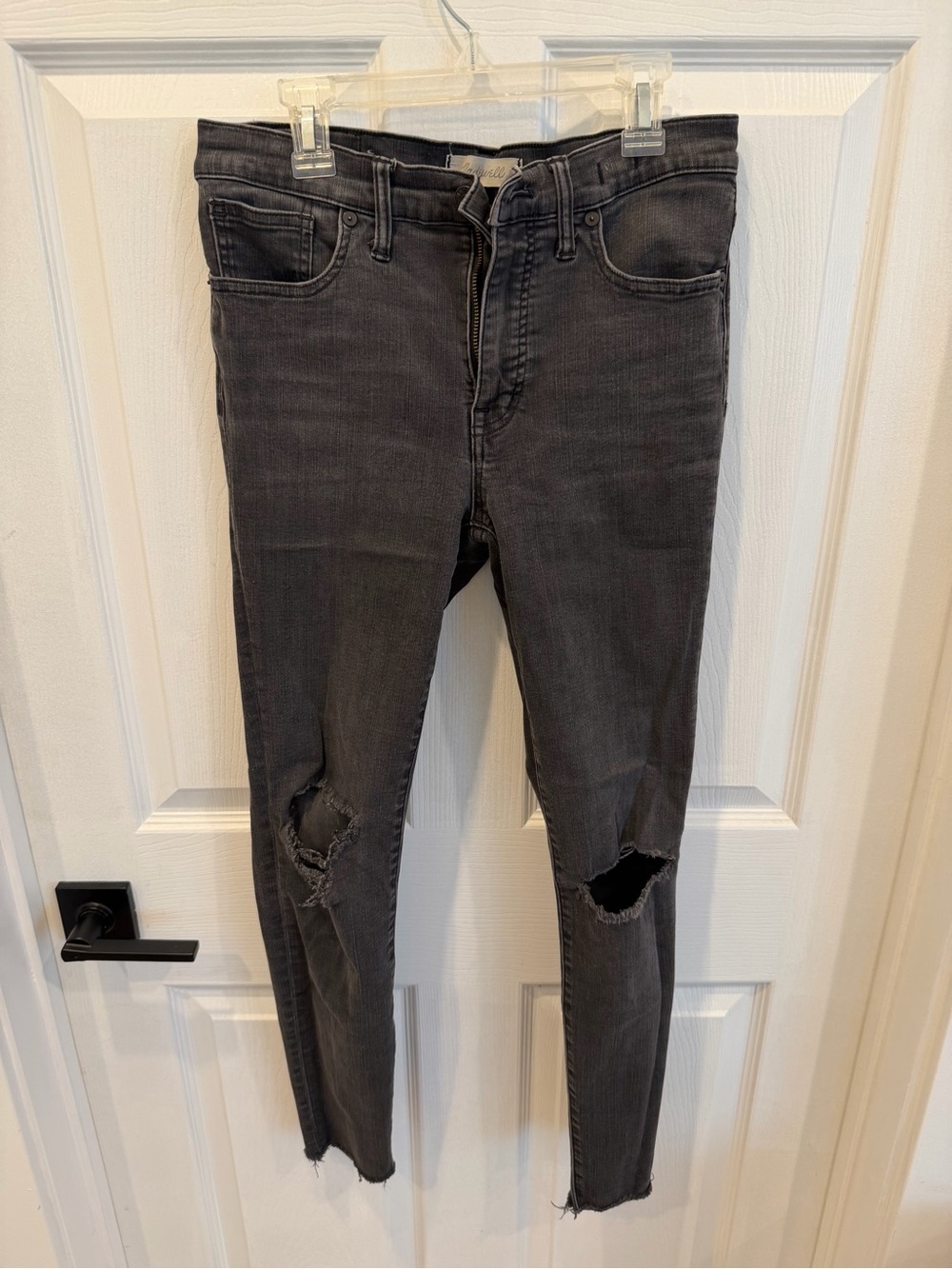 Women's Madewell Distressed Black Skinny Jeans -29